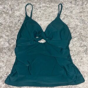 NWT Cupshe Swimwear Top Womens Medium Teal Tankini Twist Front Adjustable Straps